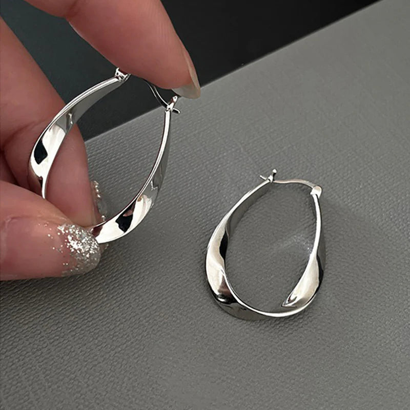 Flash Sale ⚡ Handmade Mobius Twist Hoop Stainless Steel Earrings