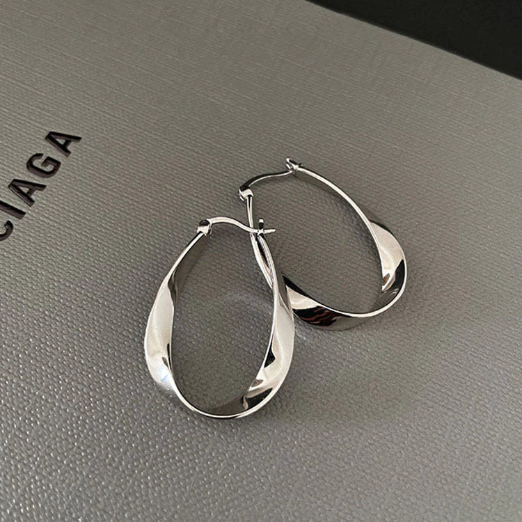 Flash Sale ⚡ Handmade Mobius Twist Hoop Stainless Steel Earrings